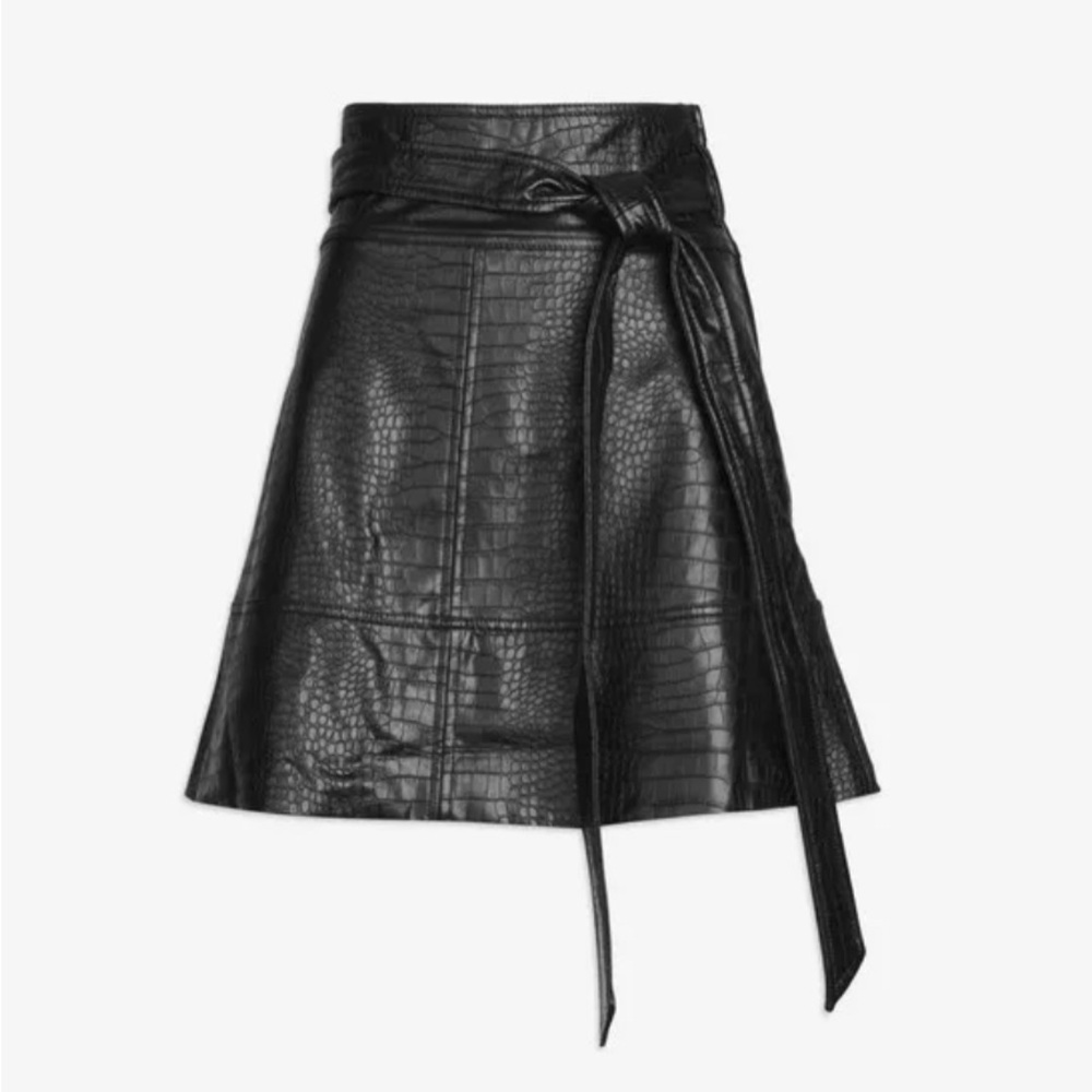 Tanya Taylor NWT Black Faux Vegan Leather Courtney Skirt